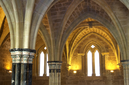 Columnas interiores de la sala capitular del monasterio de Piedra